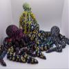 3D Menagerie 3D Printed Spotted Octopus - Articulated Multicolor Fidget Toy, Large (Navy/Teal/Silver) view 4