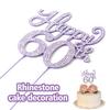 LASKYER Happy 60th Birthday Decorations,60th Birthday Purple Rhinestone Cake Topper - Cheers to Sixty Years Old Bday Party Metal Sparkly Cake Centerpieces Sign. view 2