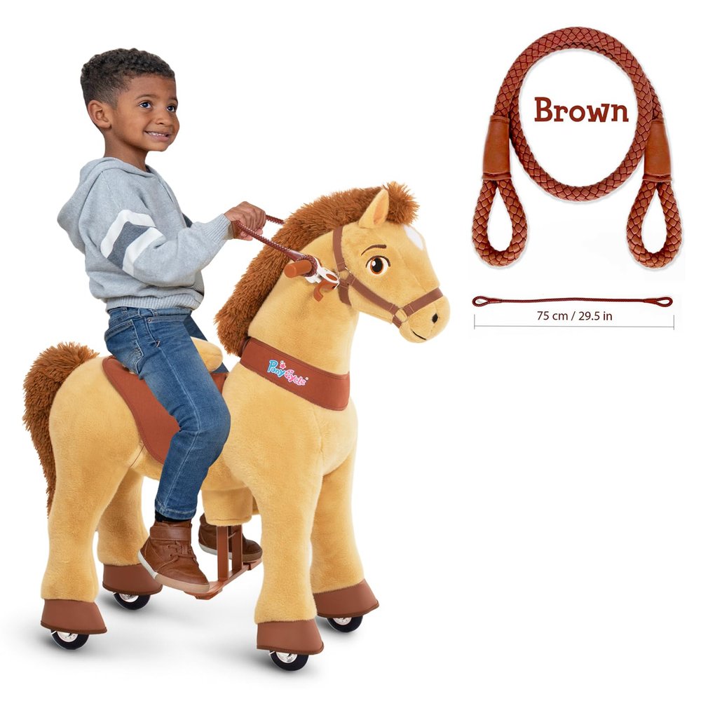 PonyCycle Ride on Horse Toys E336 with Brown Rein Size 3 for Age 3-5