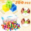 Jenaai 300 Pcs Linking Cubes with Storage Box, Colorful 2cm Math Counting Blocks, Stem Classroom Manipulatives, Back to School Gifts for Preschool Homeschool Teacher Kids(Blue) view 2
