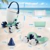 Asweets Beach Sand Toy Set Include Shovel, Bucket and Sandcastle Mold, Organic Green Plastic Travel Beach Sand Toys for KidsIdeal, Gift for Boys and Girls view 3