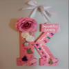 NiNi's Fine Art Finished Wood Letter K Large Wood Letter for a Girl's or Teens Bedroom Teens Wall Hanging Decorations Finished Wooden Letters with Ribbon for Hanging Art Letter Bedroom Decor view 2