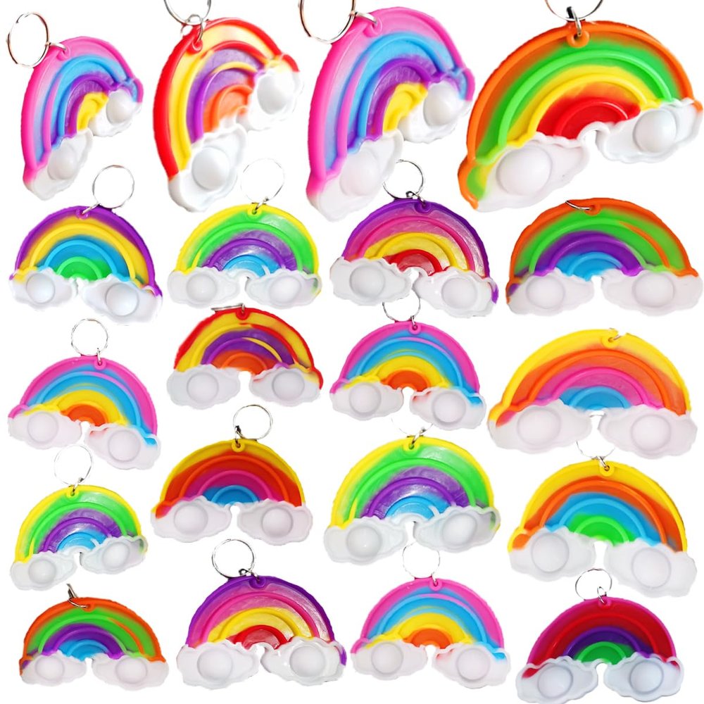 100 Packs Bulk Rainbow Push Fidget Bubble Mini Pop for Adult Kids,Birthday Party Favors Supplies Classroom Students Bubble Prize