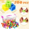 Jenaai 300 Pcs Linking Cubes with Storage Box, Colorful 2cm Math Counting Blocks, Stem Classroom Manipulatives, Back to School Gifts for Preschool Homeschool Teacher Kids(Pink) view 2