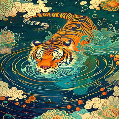 Jigsaw Puzzles 1000 Pieces Wooden Adults Puzzles Majestic Tigers Crossing River Japanese Style Formation Wooden Educational Games Gift for Family Friend Home Decor 29.5'' x 19.6''