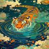 Jigsaw Puzzles 1000 Pieces Wooden Adults Puzzles Majestic Tigers Crossing River Japanese Style Formation Wooden Educational Games Gift for Family Friend Home Decor 29.5'' x 19.6'' view 1