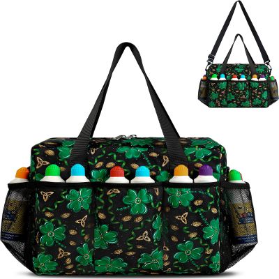 FOKDUVB Bingo Bag with Pockets for Daubers Dabbers Dobbers Dotters Casino Bingo Game Accessories for Adults Seniors Green/Gold