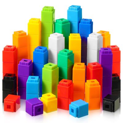 Jenaai 100 Pcs Linking Cubes Plastic Math Cubes Manipulative Counting Blocks STEM Snap Blocks Connecting and Counting for Early Math and Construction, Homeschool Preschool Supplies(Classic)