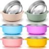 Nuogo 6 Pcs Stainless Steel Baby Bowls with Removable Silicone Shell 304 Toddler Bowls Kids Anti Scald Snack Container for Food Feeding, Dishwasher Safe(Vivid Color,Suction-a) view 1