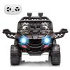 12V Kids Ride On Car Truck Toddlers Electric Car with Parent Remote Control, Spring Suspension, LED Lights, Open Doors, Safety Belt, AUX Port, Music, Spring Suspension Black view 1