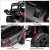 12V Kids Ride On Car Truck Toddlers Electric Car with Parent Remote Control, Spring Suspension, LED Lights, Open Doors, Safety Belt, AUX Port, Music, Spring Suspension Black view 3