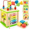 WOODMAM Wooden Kids Cleaning Set for Toddlers & Wooden 7-in-1 Activity Cube view 3
