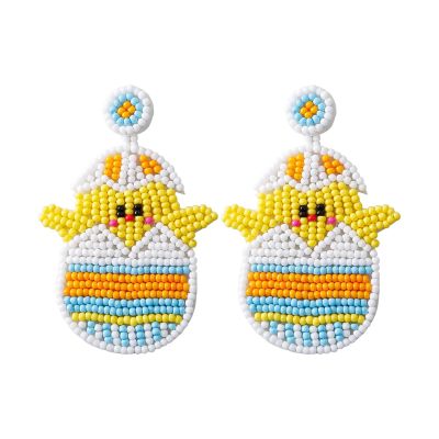 BTAKANPP Valentines Clip on Earrings Cute Style Handwoven Rice Beads Earrings Earring Hoops Set (Yellow, One Size)