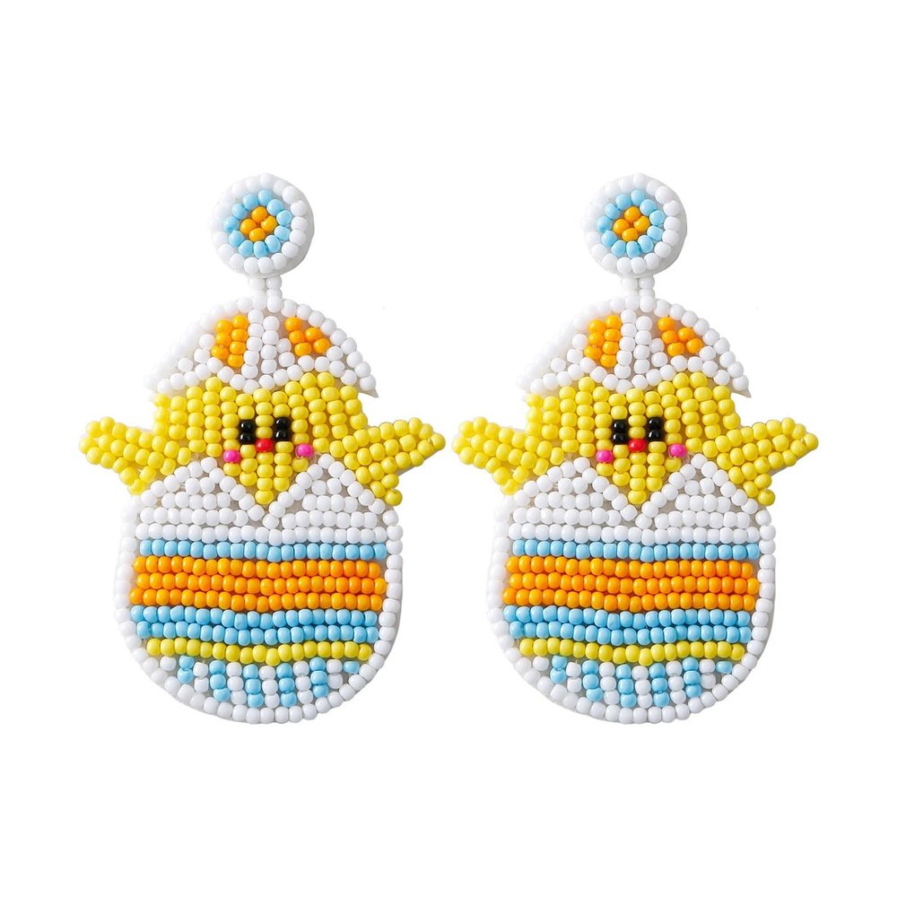 BTAKANPP Valentines Clip on Earrings Cute Style Handwoven Rice Beads Earrings Earring Hoops Set (Yellow, One Size)