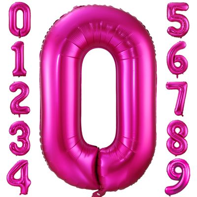 0 Balloon Number Hot Pink 0 Birthday Balloon 40 inch Foil Mylar Large 0 Balloon Numbers for Birthday Party Anniversary Festival