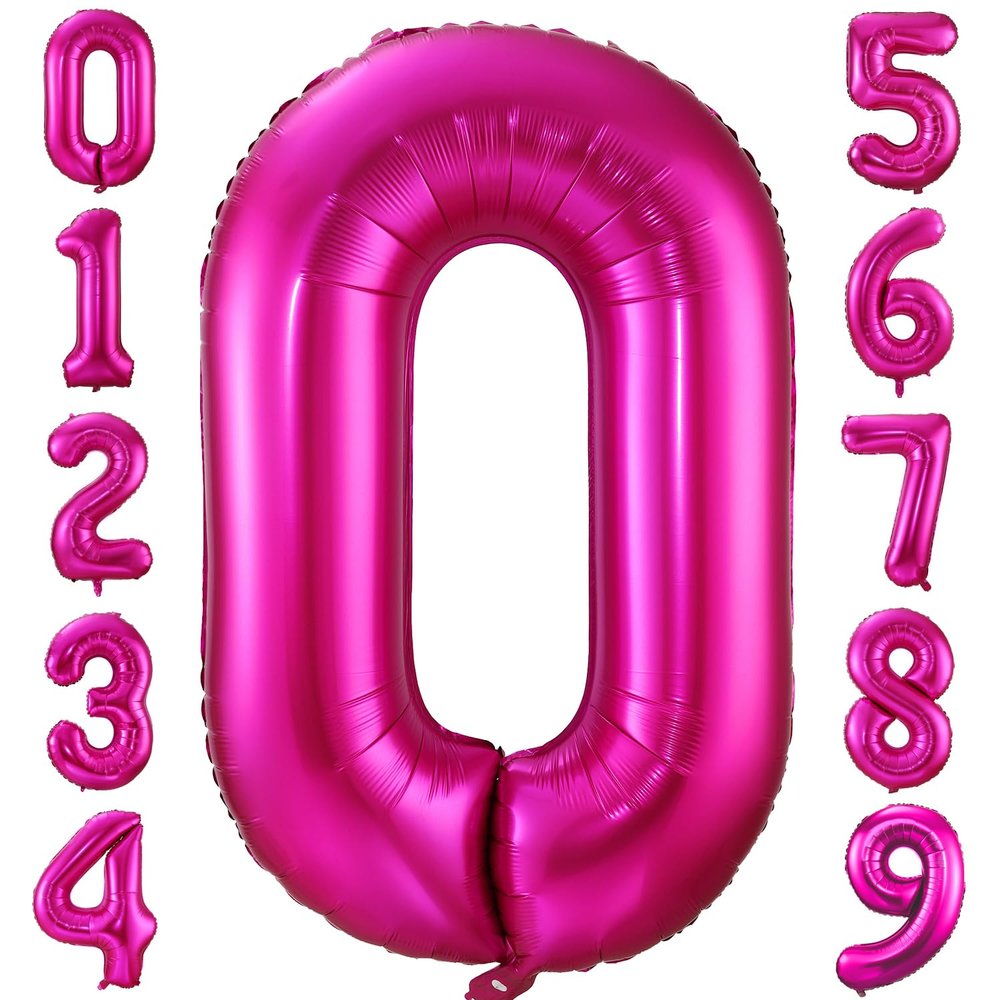 0 Balloon Number Hot Pink 0 Birthday Balloon 40 inch Foil Mylar Large 0 Balloon Numbers for Birthday Party Anniversary Festival