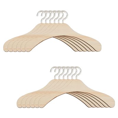 SUPERFINDINGS 12Pcs 12cm Wide Natural Wood Doll Clothe Hanger Navajo White Doll Dress Hanger Mini Pet Coat Hanger Doll Closet Accessories for Organizing Doll Skirt Scarf Pant Trouser