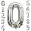 0 Number Balloons Silver 0 Balloons Number 40 Inch Number 0 Foil Mylar Balloons view 1