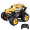 DYODYORC Remote Control Car, 2.4Ghz All Terrain Monster Truck Toys, RC Truck with Music, 3 Lighting Effects, 360 Stunt Capable, 2 Batteries Ready to Run, Toy Gifts for Boys and Girls (Yellow) view 1