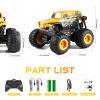 DYODYORC Remote Control Car, 2.4Ghz All Terrain Monster Truck Toys, RC Truck with Music, 3 Lighting Effects, 360 Stunt Capable, 2 Batteries Ready to Run, Toy Gifts for Boys and Girls (Yellow) view 2