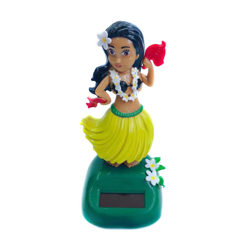 SEADEAR Hawaiian Hula Dancer Girl Sola Solar Powered Car Ornaments for Dashboard, Shaking Head Dancing Doll Car Ornaments for Car Office Desk Decoration