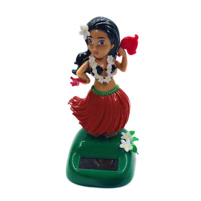 SEADEAR Hawaiian Hula Dancer Girl Sola Solar Powered Car Ornaments for Dashboard, Shaking Head Dancing Doll Car Ornaments for Car Office Desk Decoration