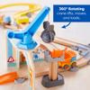 HABA Kullerb Construction Zone Track Set: STEM Toy Building Sets & Marble Run for 2+, Interactive Playset with Dump Truck, Cement Mixer & Crane view 3