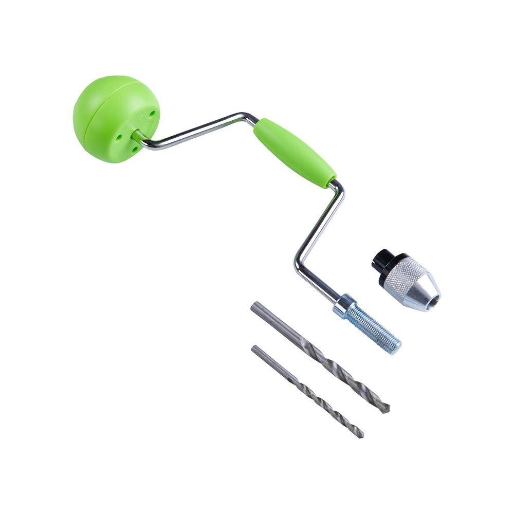 HABA Terra Kids Drill Winch - Children's Tool Wood Drill - Ergonomics for Small Children's Hands - for Children from 6 Years - Promotes Fine Motor Skills & Concentration - 1306912001, Green