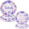 80 Pcs A Little Butterfly Is On The Way Party Supplies Spring Butterfly Baby Shower Paper Plates Napkins Forks Dinnerware for Butterfly Theme Girls Gender Reveal 1st Bday Party Decorations view 2
