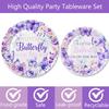 80 Pcs A Little Butterfly Is On The Way Party Supplies Spring Butterfly Baby Shower Paper Plates Napkins Forks Dinnerware for Butterfly Theme Girls Gender Reveal 1st Bday Party Decorations view 3