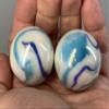 2 BOULDERS 35mm Tiger Shark Marbles White Glass Large Huge Swirl view 1