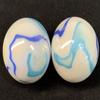 2 BOULDERS 35mm Tiger Shark Marbles White Glass Large Huge Swirl view 2