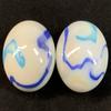 2 BOULDERS 35mm Tiger Shark Marbles White Glass Large Huge Swirl view 4