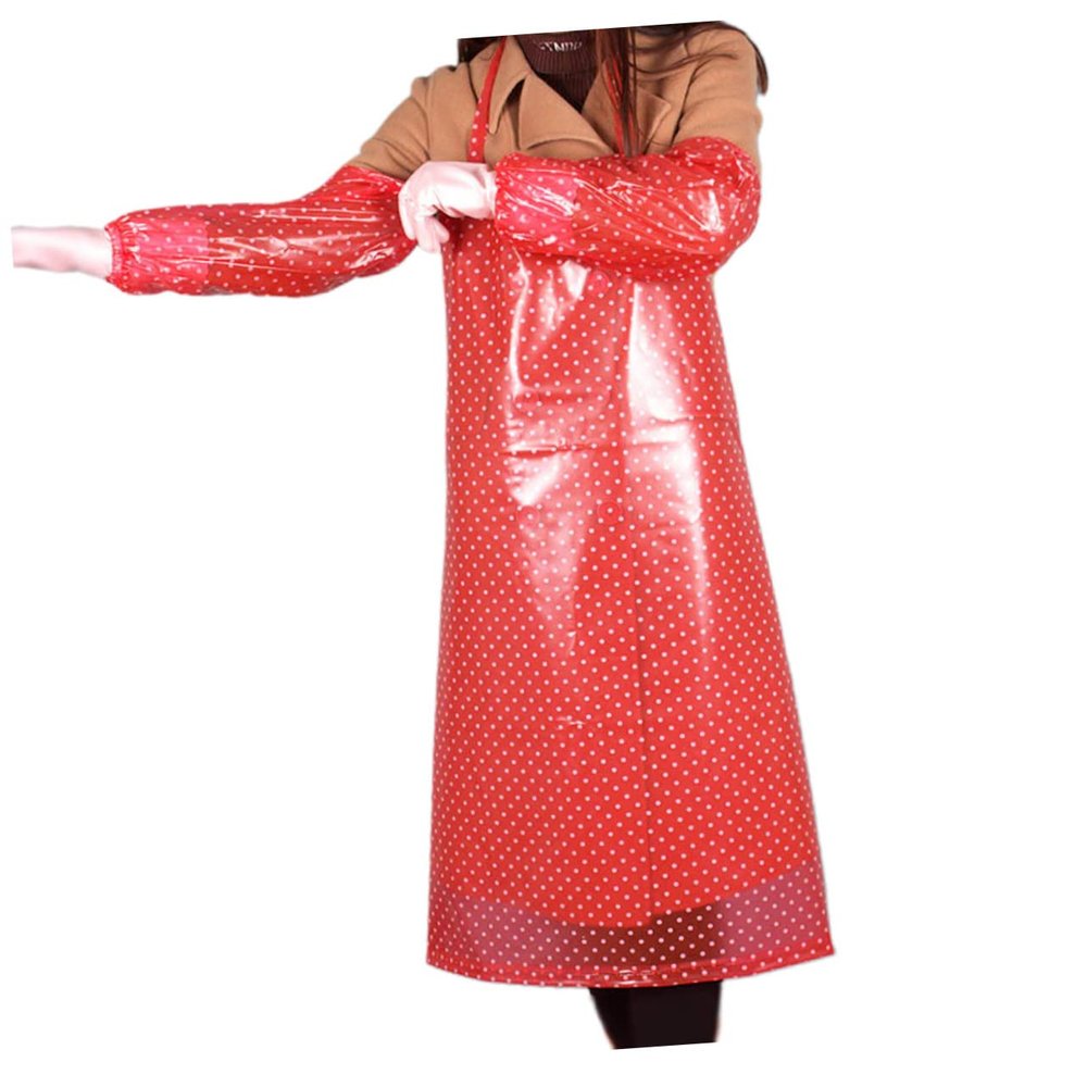 ABOOFAN Grooming Apron Dishwashing Bbq Cooking Apron Red Oversleeve Kitchen Cooking Hanging Neck