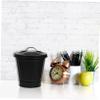 PRETYZOOM 2pcs Mini Desktop Trash Can with Lid Iron Waste Basket for Home Cute Decorative Container for Office Kitchen Bathroom Black and Silver Color view 3