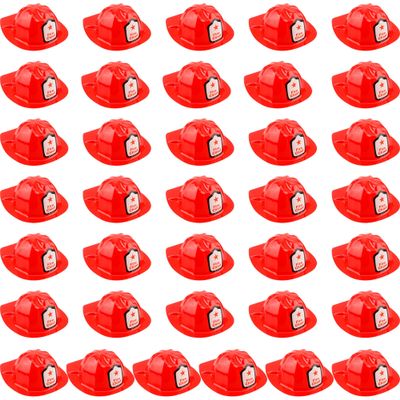 Restroma 36 Pack Kids Plastic Firefighter Hat Bulk Fireman Costume Hat Fire Chief Toy Helmet for Child Birthday Halloween Role Play Costume Accessory