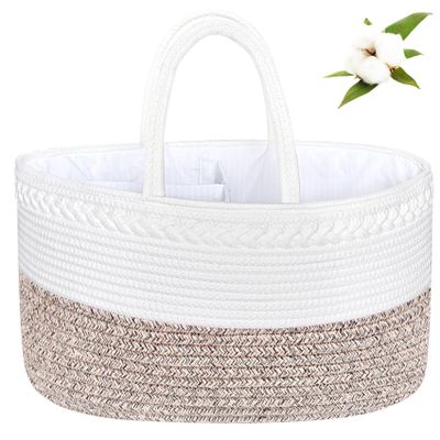 ABenkle X-Large Diaper Caddy Organizer, Boho Rustic Cotton Rope Nursery Baby Basket, Changing Table Organizer for Baby Diaper Storage and Baby Shower