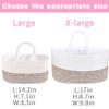 ABenkle X-Large Diaper Caddy Organizer, Boho Rustic Cotton Rope Nursery Baby Basket, Changing Table Organizer for Baby Diaper Storage and Baby Shower view 2
