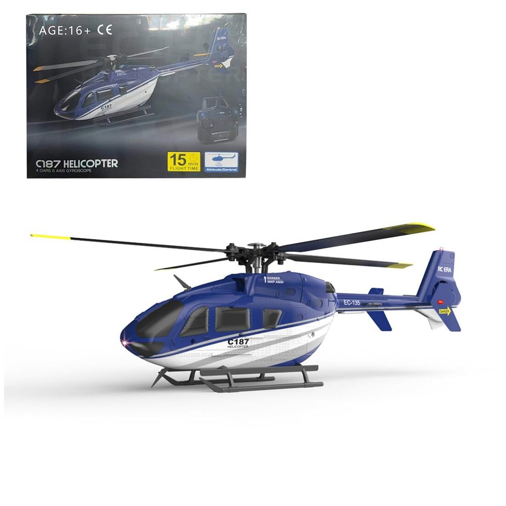 RC Helicopter Drone Kit, 1/48 2.4G RC 4CH EC-135 Airbus Helicopter Aviation Aircraft Model, Outdoor Airplane Model Toys for Kids Adults (RTF Version)