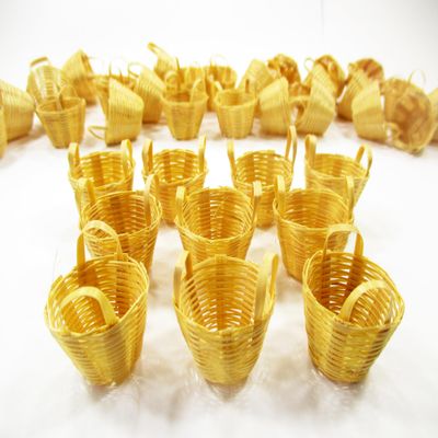 10 Bamboo Wicker Holder Basket Fruit Vegetable Picnic Dollhouse Miniature 16761, Small, Brown