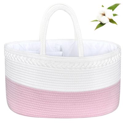 ABenkle X-Large Diaper Caddy Organizer - Cotton Rope Nursery Storage Basket for Baby Essentials, Boys & Girls Shower Gift, Changing Table Organizer