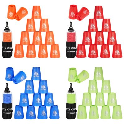 yeesport 48 Pcs Sport Stacking Cups, Sport Training Game for Challenge Competition, Plastic Stacking Cups, Classic Family Game for Kids and Adults, Red+Blue+Green+Orange