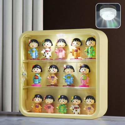 Naconmlet Clear Display Case, Figures with Light, Wall-Mounted Display Cases 3-Layer Storage Box with Door, Dust Proof, Moisture Proof, Suitable for Pop Mart, Collectibles Mini Figures Toys