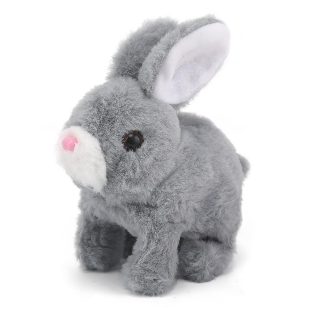 Oeofuzep Hopping Walking Bunby Realistic Bunny Toy Rabbit Toy with Sounds, Wiggling Ears, Twitching Mouth and Nose, Educational Interactive Bunny Bunbi for Baby