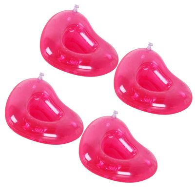 Abaodam 4pcs Inflatable Pink Heart Shape Drink Holders for Pool and Beach Parties Lightweight PVC Cup Float Mats for Summer Fun for Beer and Beverage Enjoyment
