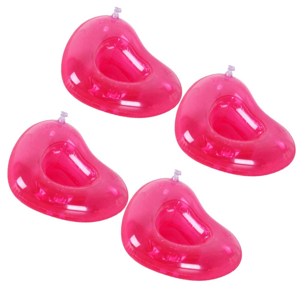 Abaodam 4pcs Inflatable Pink Heart Shape Drink Holders for Pool and Beach Parties Lightweight PVC Cup Float Mats for Summer Fun for Beer and Beverage Enjoyment
