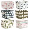 Ewanda store 6 Pcs Canvas Storage Bins Baskets Cartoon Storage Box Small Foldable Storage Baskets with Handles for Bathroom Nursery Kids Toys Home Office view 1