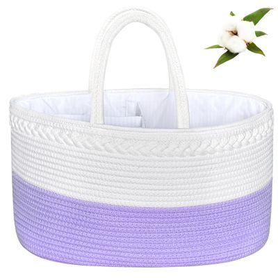 ABenkle X-Large Diaper Caddy Organizer, Boho Rustic Cotton Rope Nursery Baby Basket, Changing Table Organizer for Baby Diaper Storage and Baby Shower