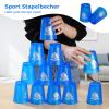 yeesport 24 Pcs Sport Stacking Cups, Sport Training Game for Challenge Competition, Plastic Stacking Cups, Classic Family Game for Kids and Adults, Blue+Green view 2