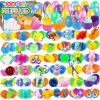 100 PCS Prefilled Easter Eggs with Toys Inside, Plastic Easter Eggs Filled with Toys Bulk for Easter Egg Hunting, Assortment Birthday Party Supplies Gifts Classroom Carnival Prizes for Boys Girls view 1